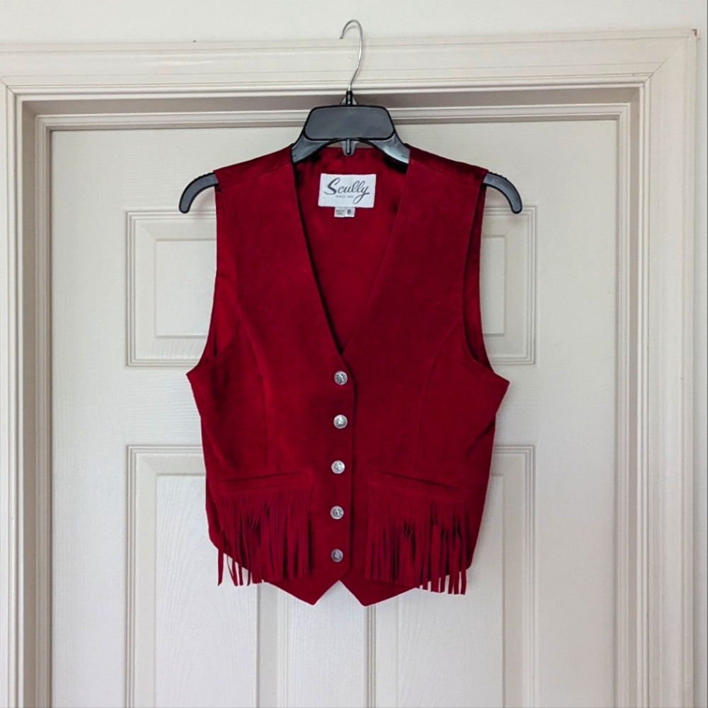 Scully Red Fringe Vest